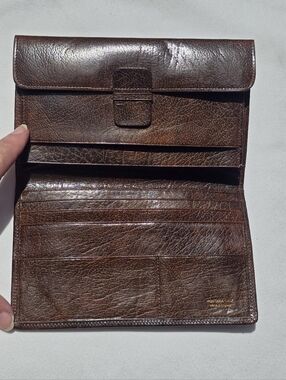 Mountain Calf Brown Leather Travel Wallet Men Made In England Vintage 7 X 4 In